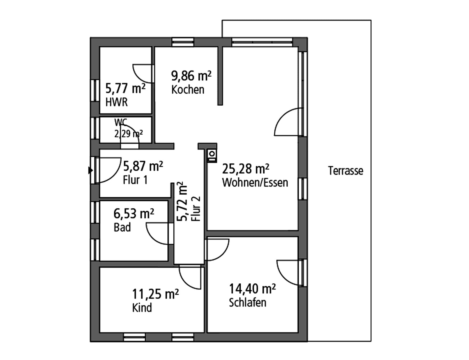 Massivhaus Bungalow BGL 87 von Ytong Bausatzhaus, Bungalow Grundriss 1