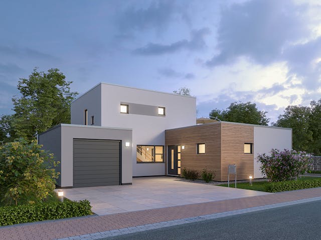 Massivhaus Einfamilienhaus BHS 146 von Ytong Bausatzhaus, Cubushaus Außenansicht 1 Massivhaus Einfamilienhaus BHS 146 von Ytong Bausatzhaus, Cubushaus Außenansicht 1