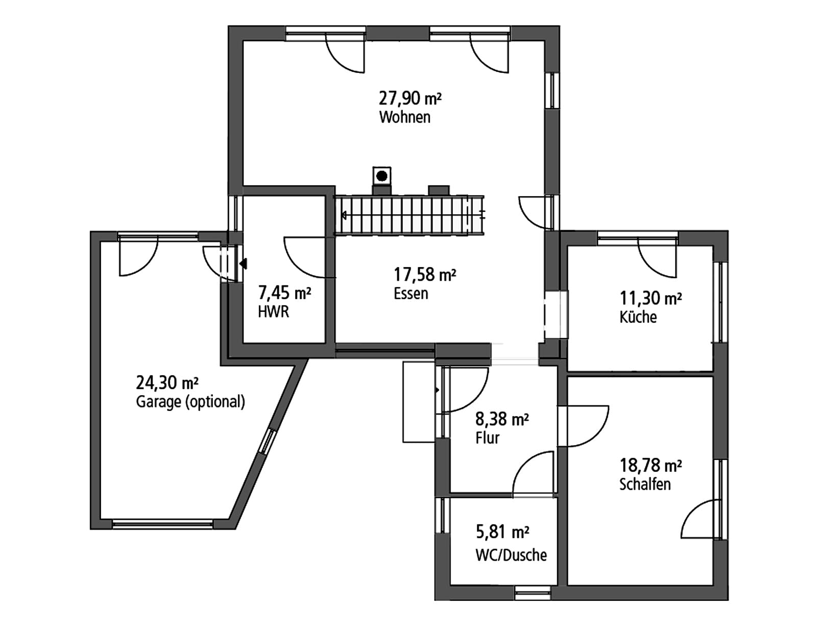 Massivhaus Einfamilienhaus BHS 146 von Ytong Bausatzhaus Bausatzhaus ab 197000€, Cubushaus Grundriss 1