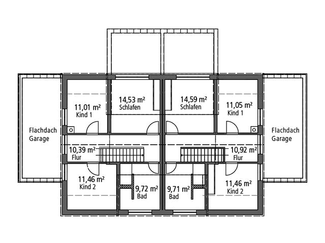 Massivhaus Doppelhaus DHH 119 von Ytong Bausatzhaus, Satteldach-Klassiker Grundriss 2