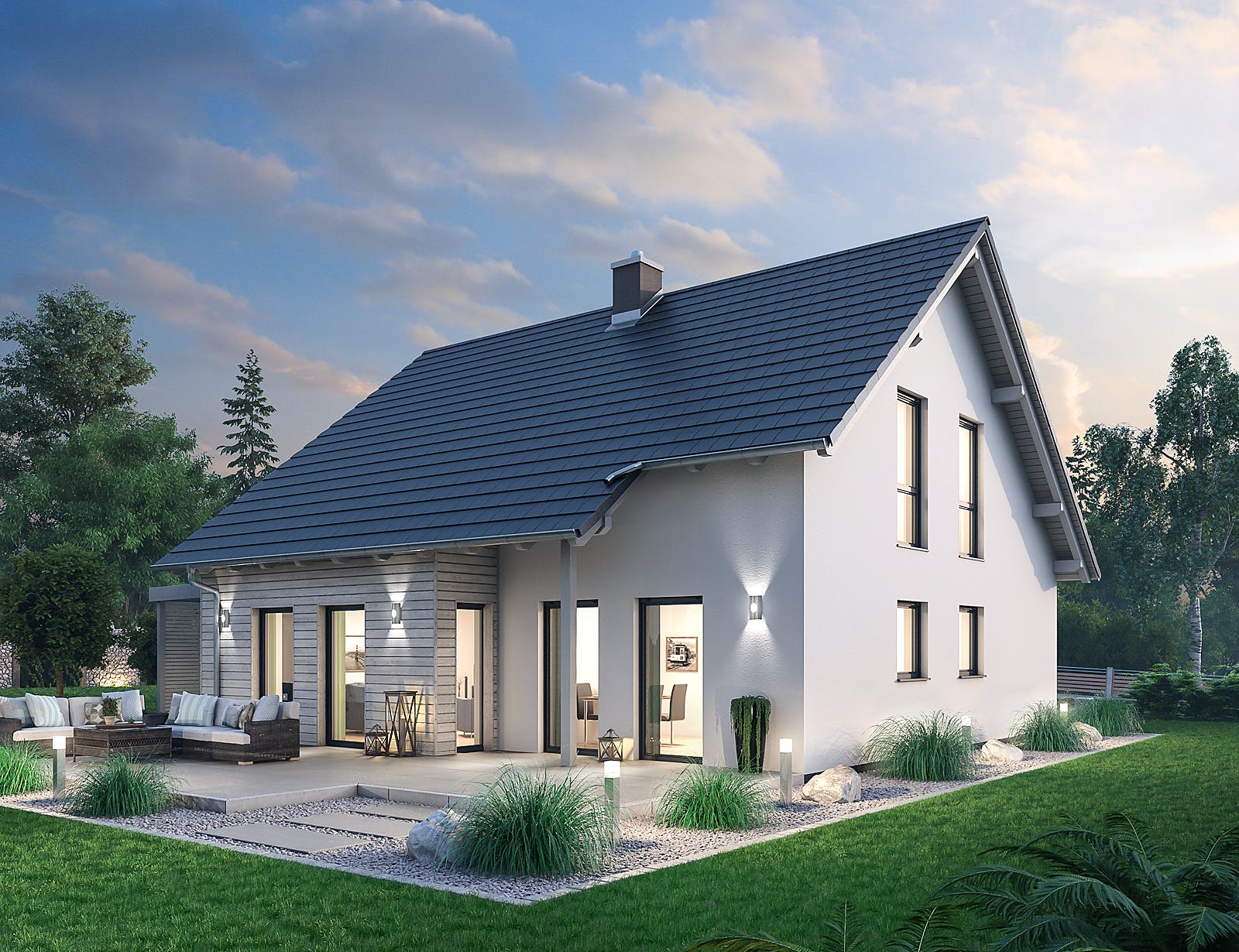 Massivhaus Einfamilienhaus EFH 144 von Ytong Bausatzhaus Bausatzhaus ab 160000€, Satteldach-Klassiker Außenansicht 2