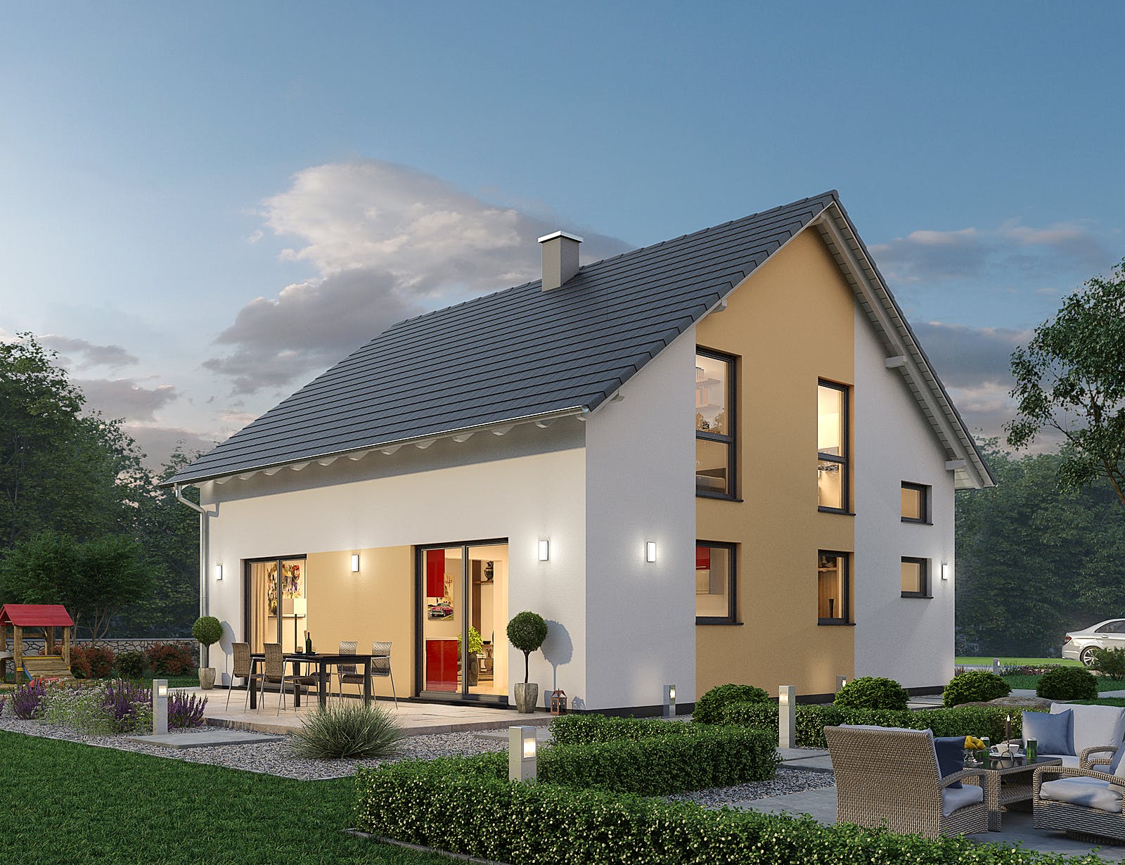Massivhaus Einfamilienhaus EFH 148 von Ytong Bausatzhaus, Satteldach-Klassiker Außenansicht 2