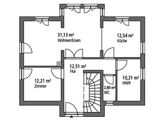 Massivhaus Einfamilienhaus EFH 151 von Ytong Bausatzhaus, Satteldach-Klassiker Grundriss 1