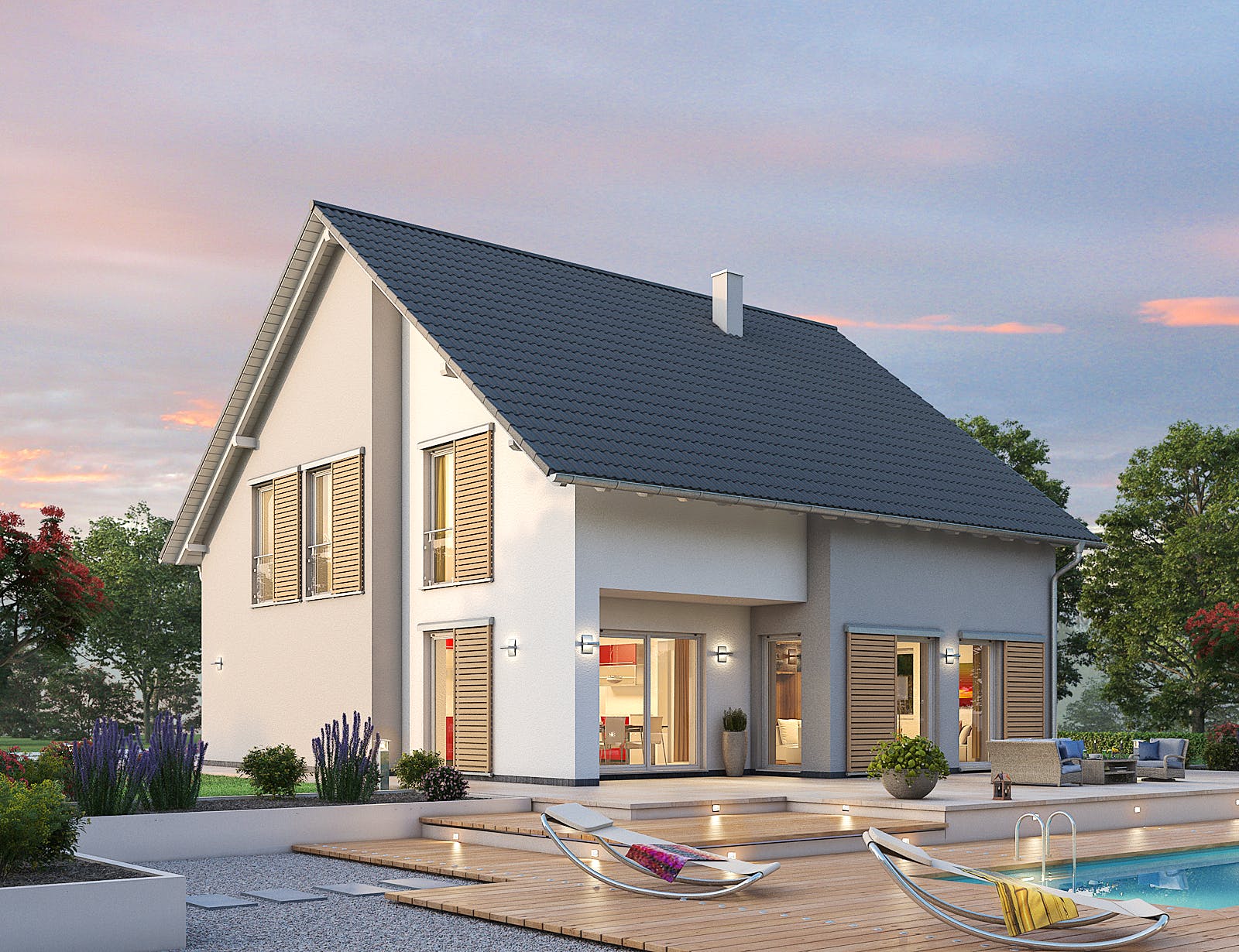 Massivhaus Einfamilienhaus EFH 173 von Ytong Bausatzhaus, Satteldach-Klassiker Außenansicht 2