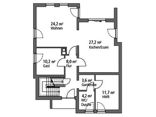 Massivhaus Einfamilienhaus EFH 173 von Ytong Bausatzhaus, Satteldach-Klassiker Grundriss 1