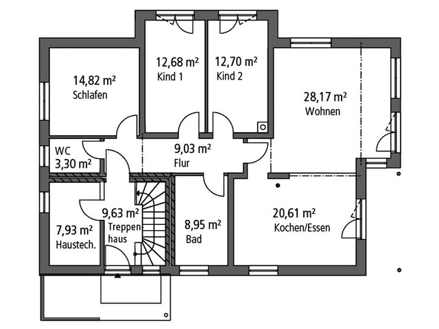 Massivhaus Zweifamilienhaus ZFH 244 von Ytong Bausatzhaus, Satteldach-Klassiker Grundriss 1