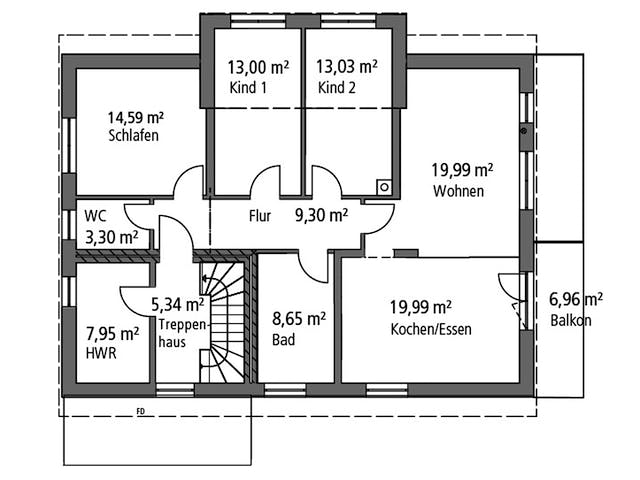 Massivhaus Zweifamilienhaus ZFH 244 von Ytong Bausatzhaus, Satteldach-Klassiker Grundriss 2