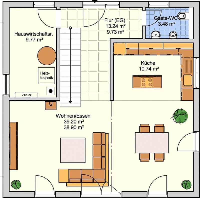 Fertighaus Mediol von FINGERHUT-HAUS Schlüsselfertig ab 436403€, Stadtvilla Grundriss 1