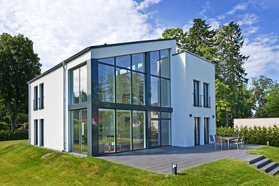 Fertighaus Kundenhaus Jonas von Witt Zimmerei, Pultdachhaus Außenansicht 1