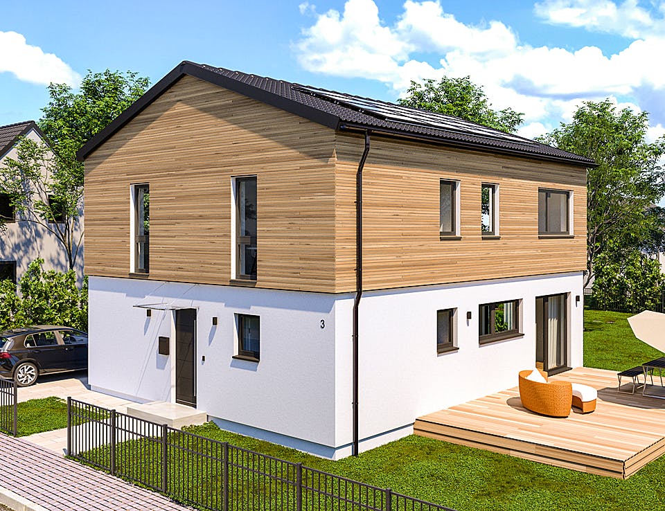 Fertighaus Konzepthaus Hammerberg von Ziegler Haus Schlüsselfertig ab 340000€, Satteldach-Klassiker Außenansicht 1