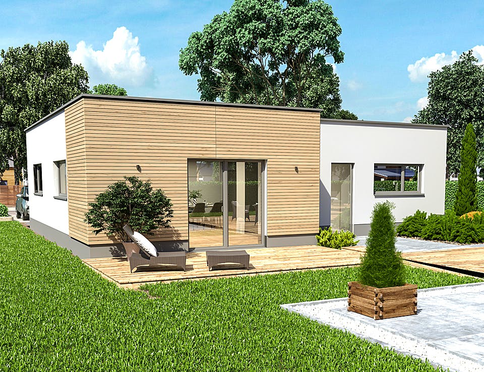 Fertighaus Konzepthaus Schönfeld von Ziegler Haus Schlüsselfertig ab 230000€, Bungalow Außenansicht 1