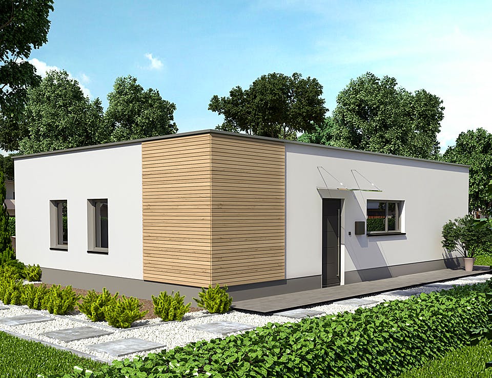 Fertighaus Konzepthaus Schönfeld von Ziegler Haus Schlüsselfertig ab 230000€, Bungalow Außenansicht 2