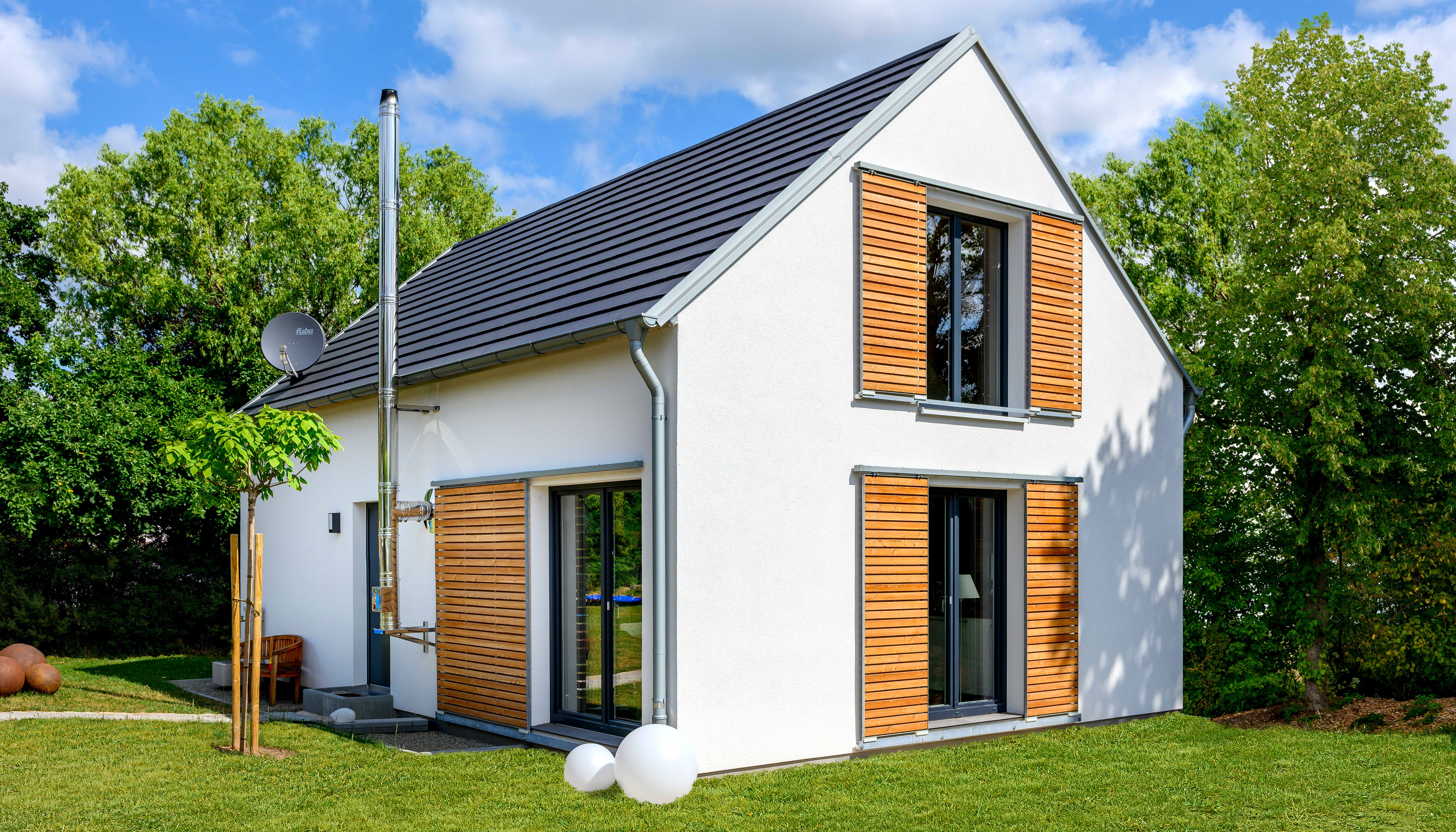 Fertighaus Einfamilienhaus mit Satteldach von Ziegler Haus Schlüsselfertig ab 170000€, Satteldach-Klassiker Außenansicht 1