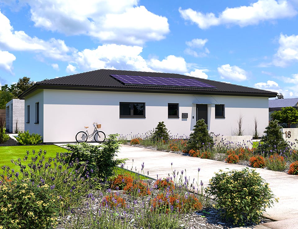 Fertighaus Konzepthaus Weihermühle von Ziegler Haus Schlüsselfertig ab 340000€, Bungalow Außenansicht 1
